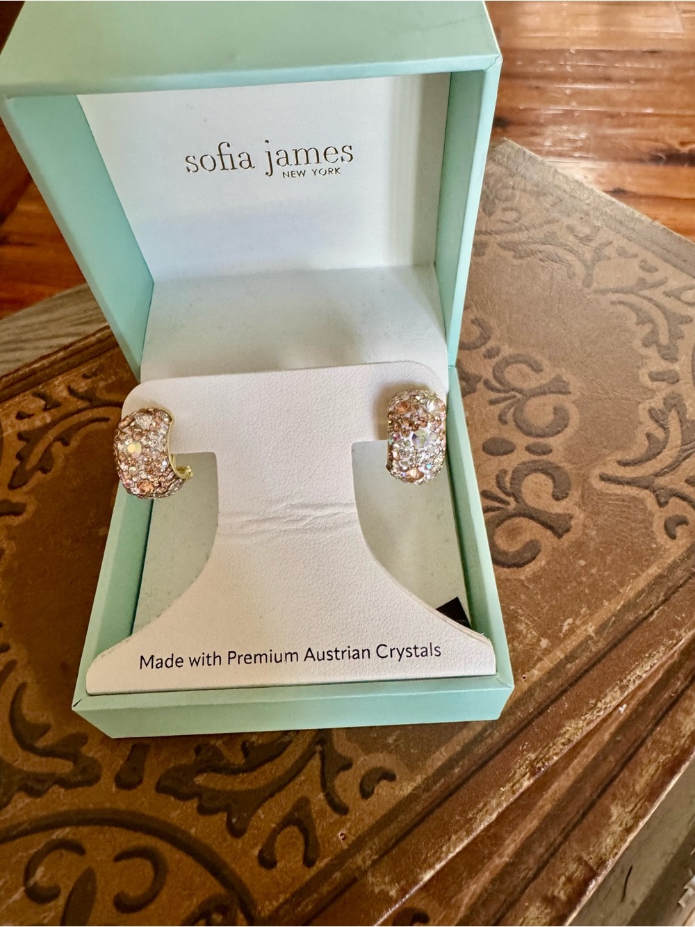 Rose Gold Crystal Huggie Earrings